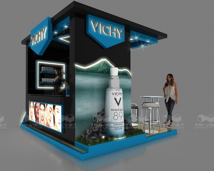 thiết kế booth bán hàng mỹ phẩm
